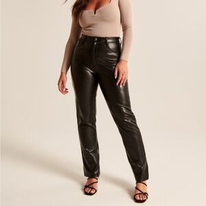 A & F Curve Love 90s ultra highrise straight leg vegan leather pants